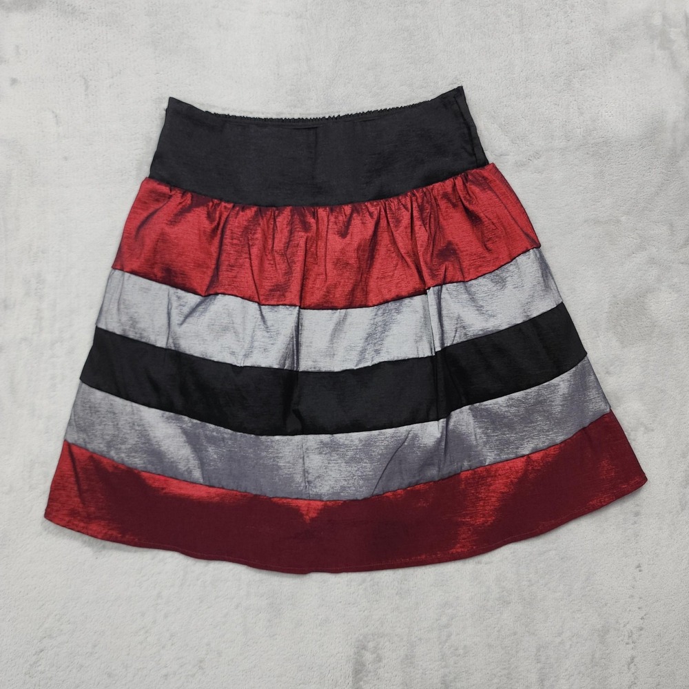 Vintage My Michelle Skirt Womens M Multicolor Stripe Satin Skater Mini Party Y2K